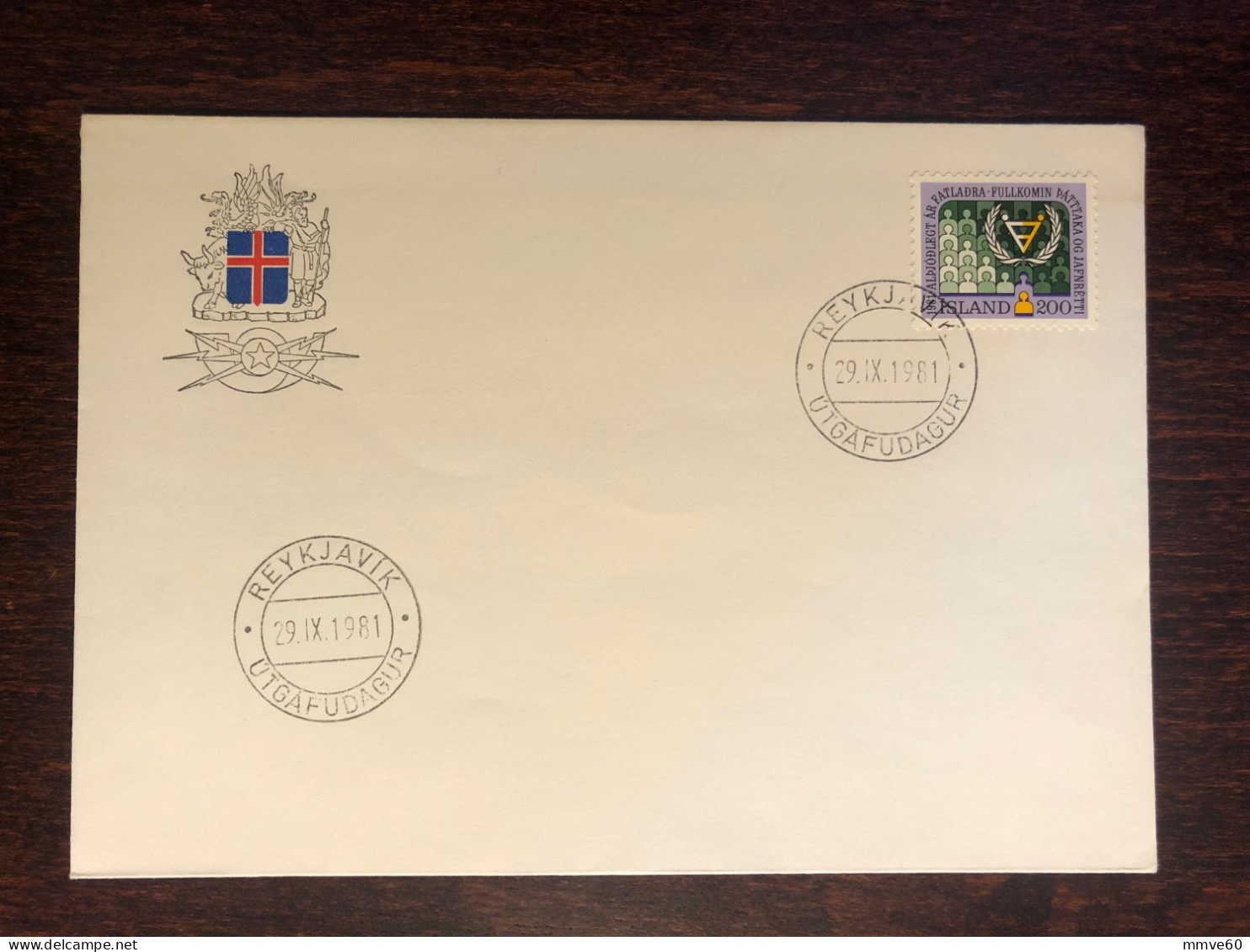 ICELAND FDC COVER 1981 YEAR DISABLED PEOPLE HEALTH MEDICINE STAMPS - FDC