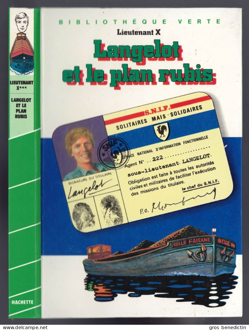 Hachette - Bibliothèque Verte - Lieutenant X - "Langelot Et Le Plan Rubis" - 1983 - #Ben&Lange - Biblioteca Verde