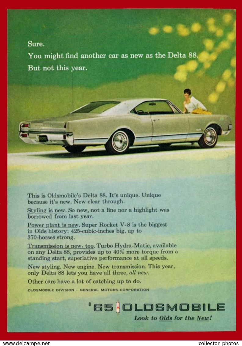 Ads for 21 cars from 1964 and 1965. Pages from old American magazines 13x18,5 cm [de071]