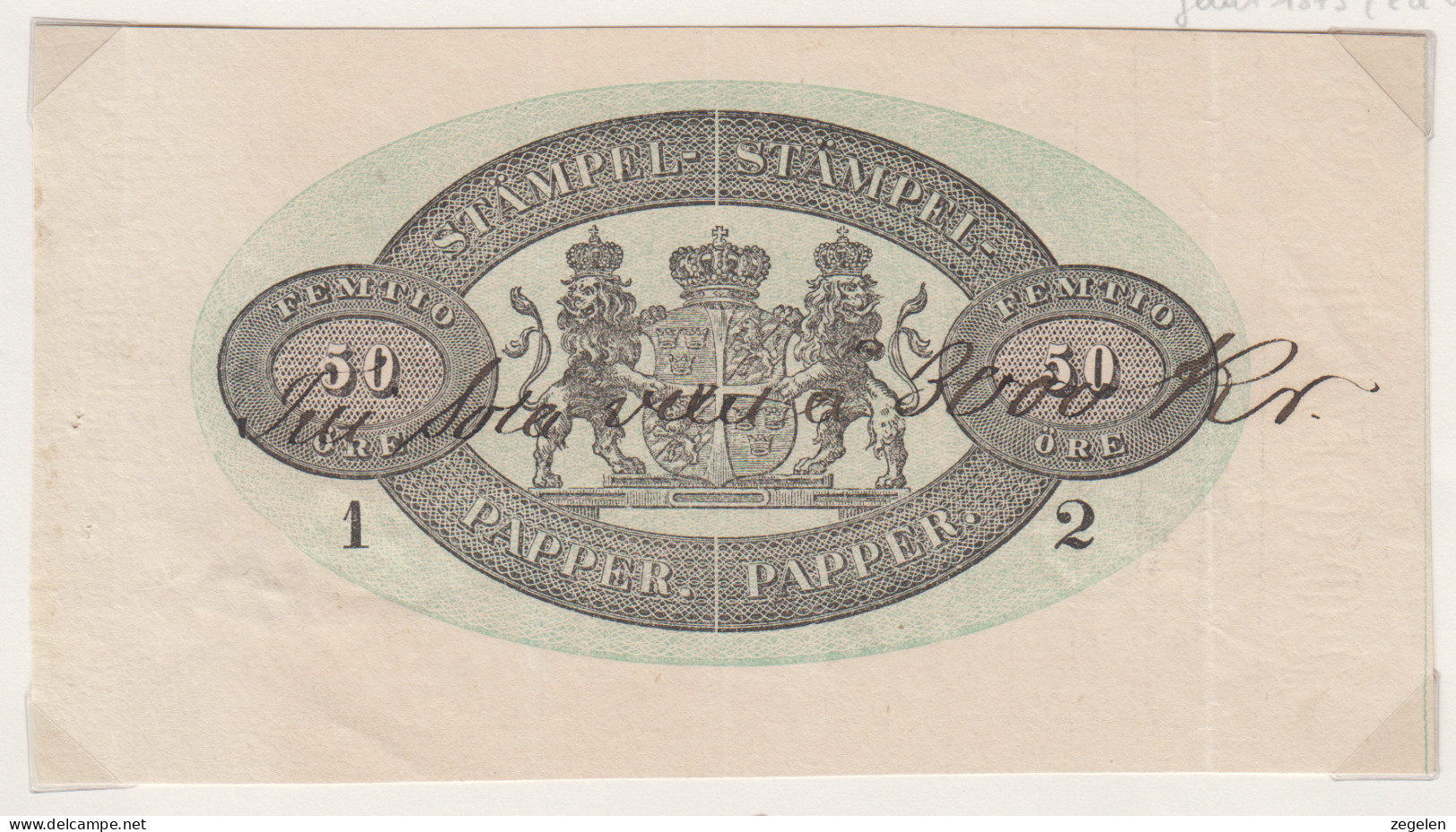 Zweden Fiskale Zegel Cat. Barefoot : Charta Sigillata 1/2 Reeks 1875(zie Watermerk) - Revenue Stamps