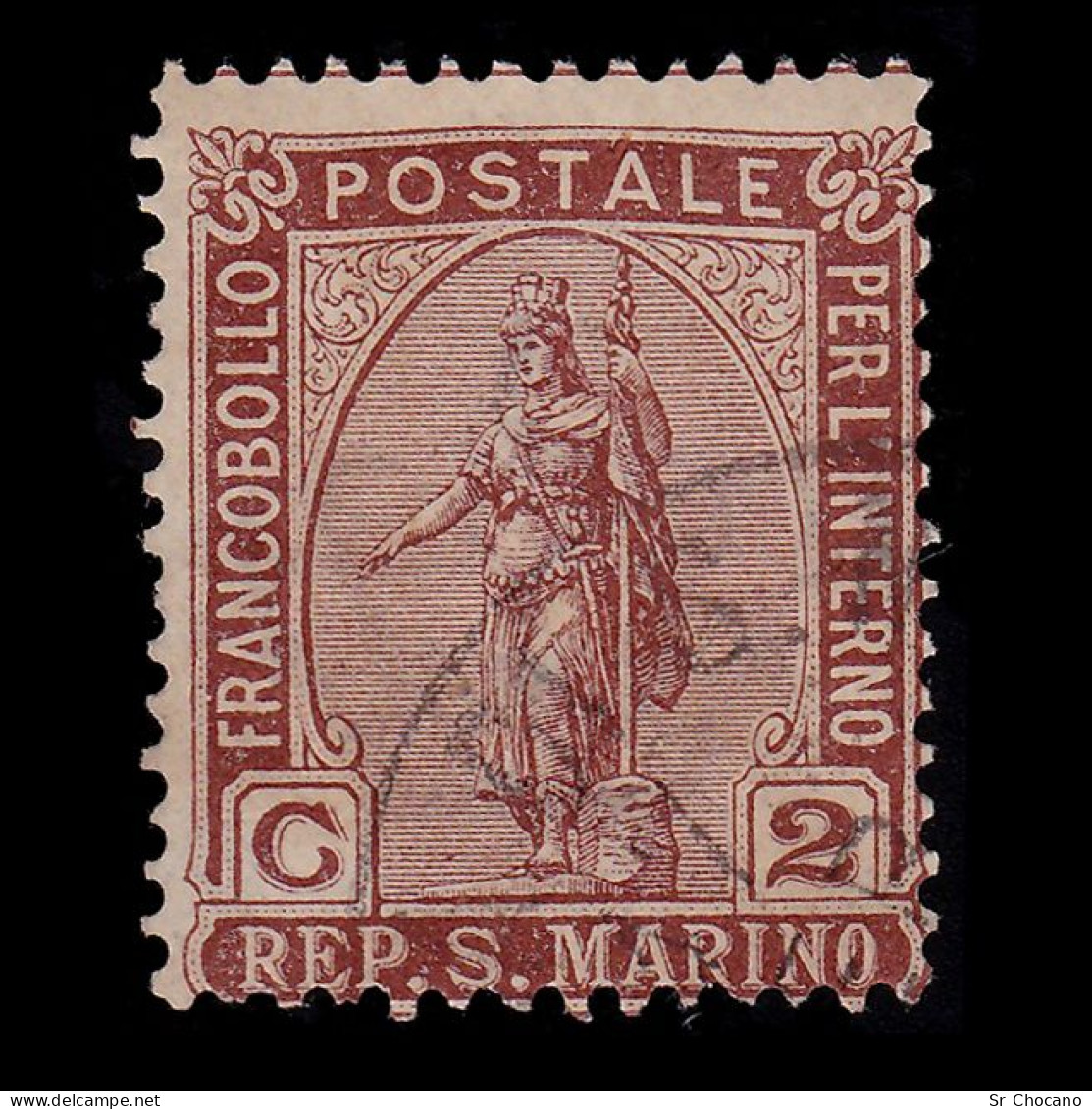 SAN MARINO STAMPS.1899.2c Brown .SCOTT 32.USED - Used Stamps