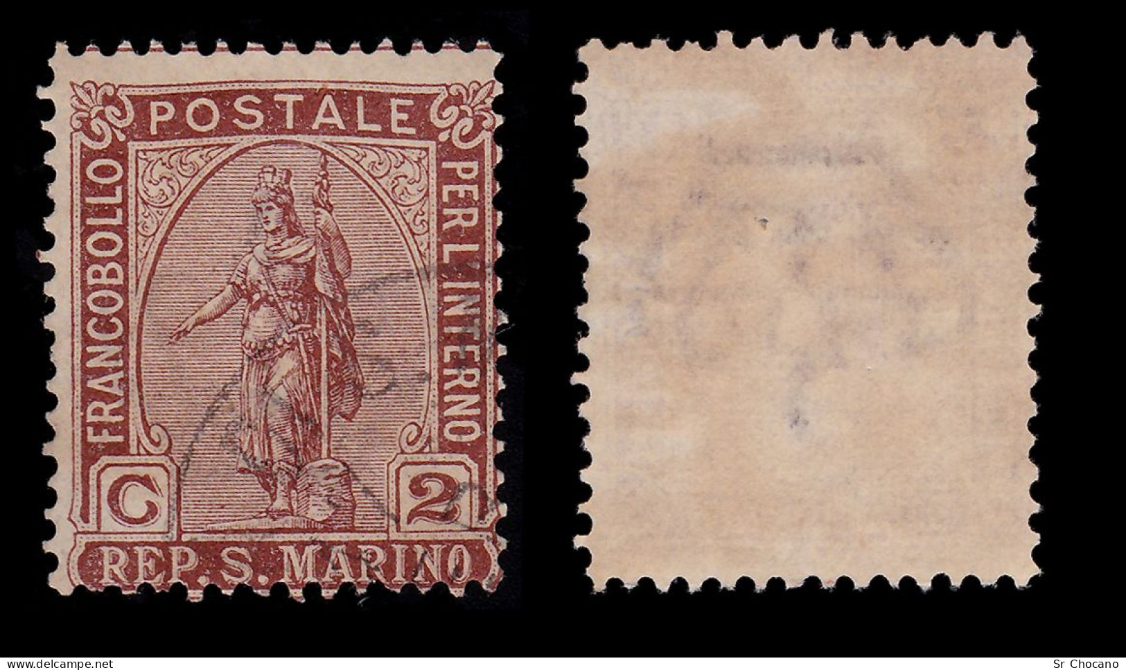 SAN MARINO STAMPS.1899.2c Brown .SCOTT 32.USED - Used Stamps