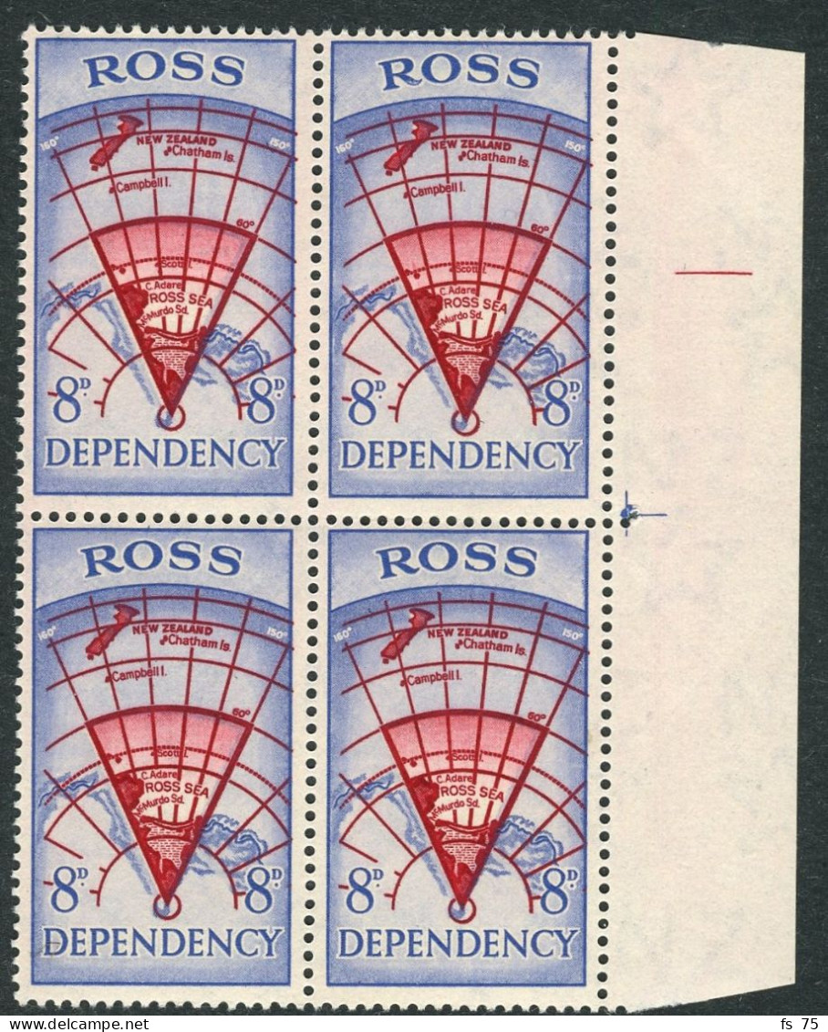 DEPENDANCE DE ROSS - YVERT N°1 A 4 EN BLOCS DE 4 - NEUFS ** - Unused Stamps