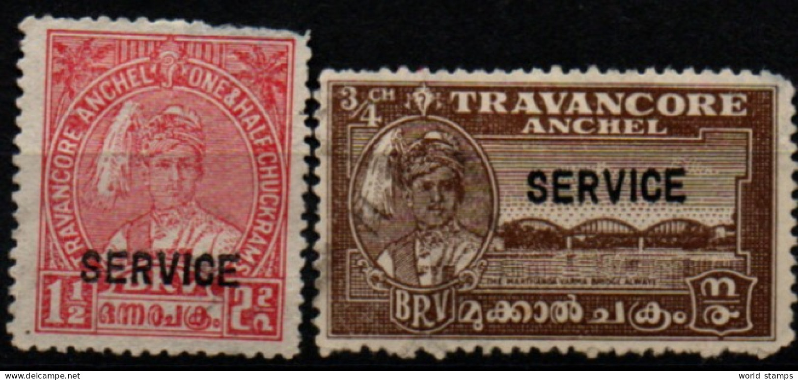 TRAVANCORE 1939-49 SANS GOMME - Travancore