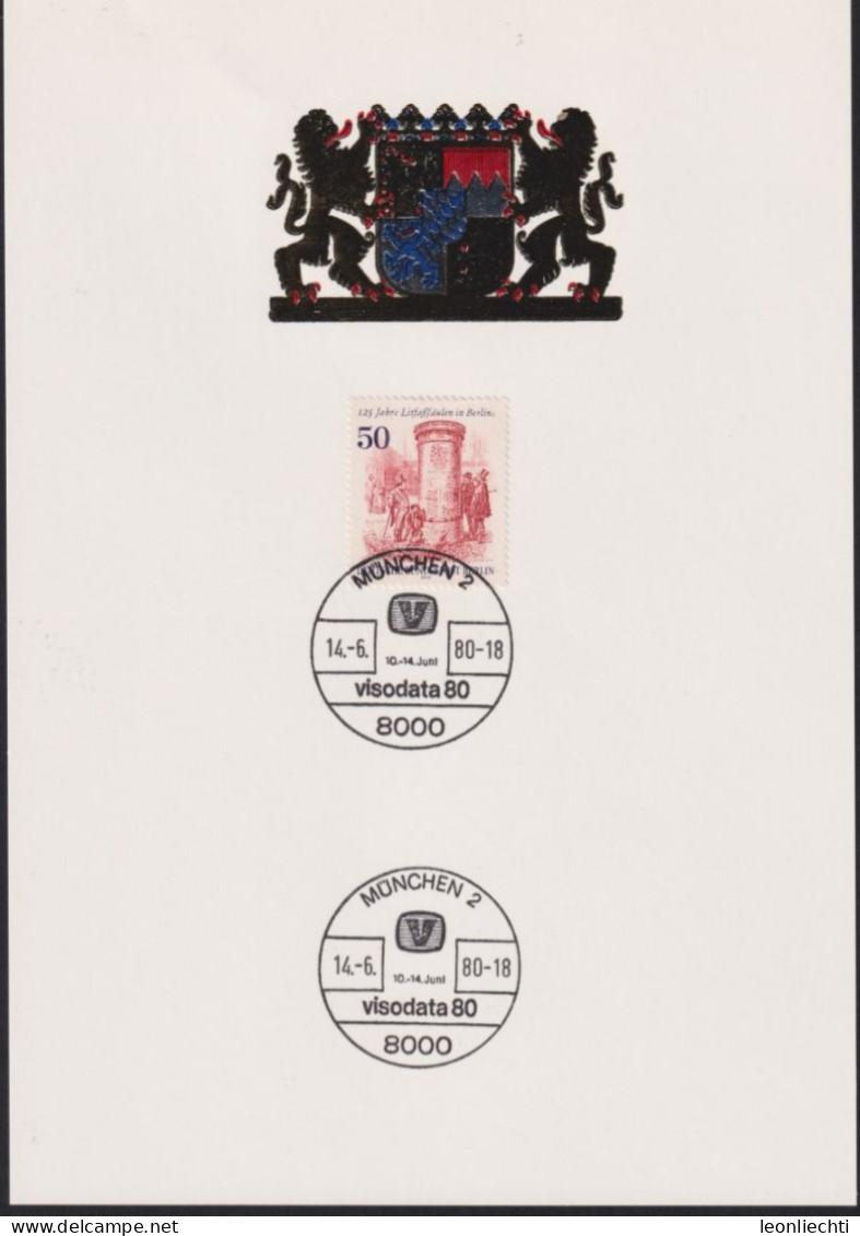 1979/80 Berlin Mi:DE 1019, Strassenszene, Sonderstempel: München 2, "visodata 80" 10.-14.6.1980 - Storia Postale