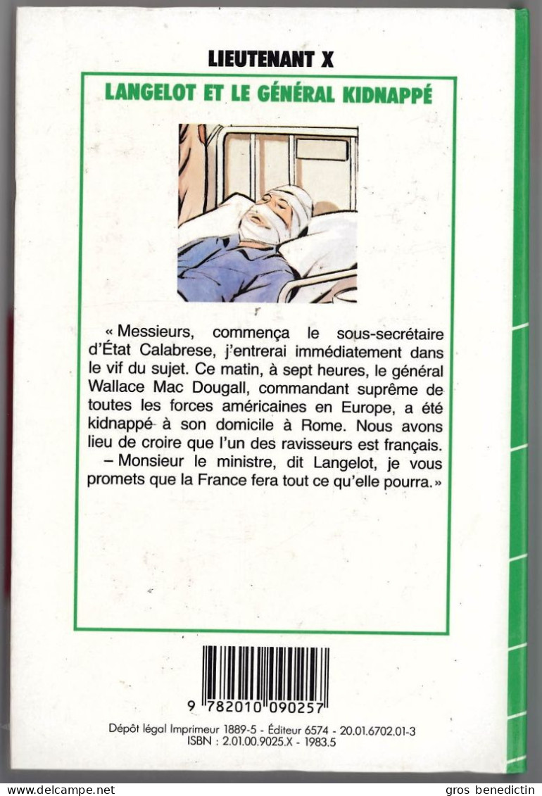 Hachette - Bibliothèque Verte - Lieutenant X - "Langelot Et Le Général Kidnappé" - 1983 - #Ben&Lange - Biblioteca Verde