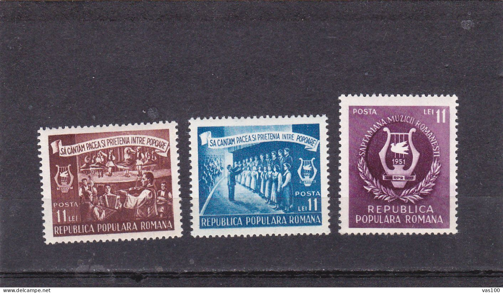 ROMANIA 1951 Music Week MNH. Michel 1288-90 - Neufs