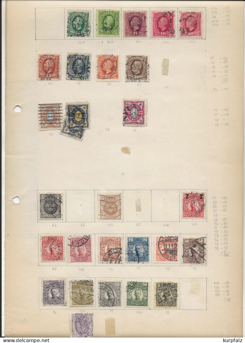 Schweden + Dänemark - Briefmarken-Konvolut Auf Alten Blättern + Steckseiten - Collections