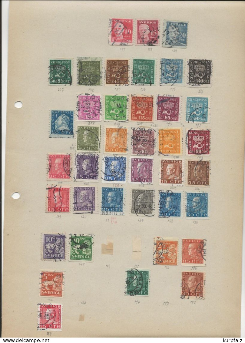 Schweden + Dänemark - Briefmarken-Konvolut Auf Alten Blättern + Steckseiten - Colecciones