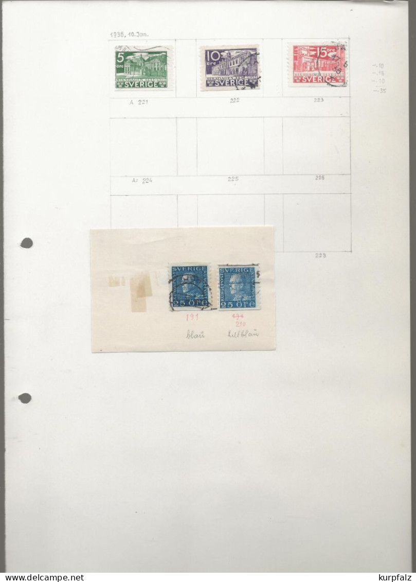 Schweden + Dänemark - Briefmarken-Konvolut Auf Alten Blättern + Steckseiten - Colecciones