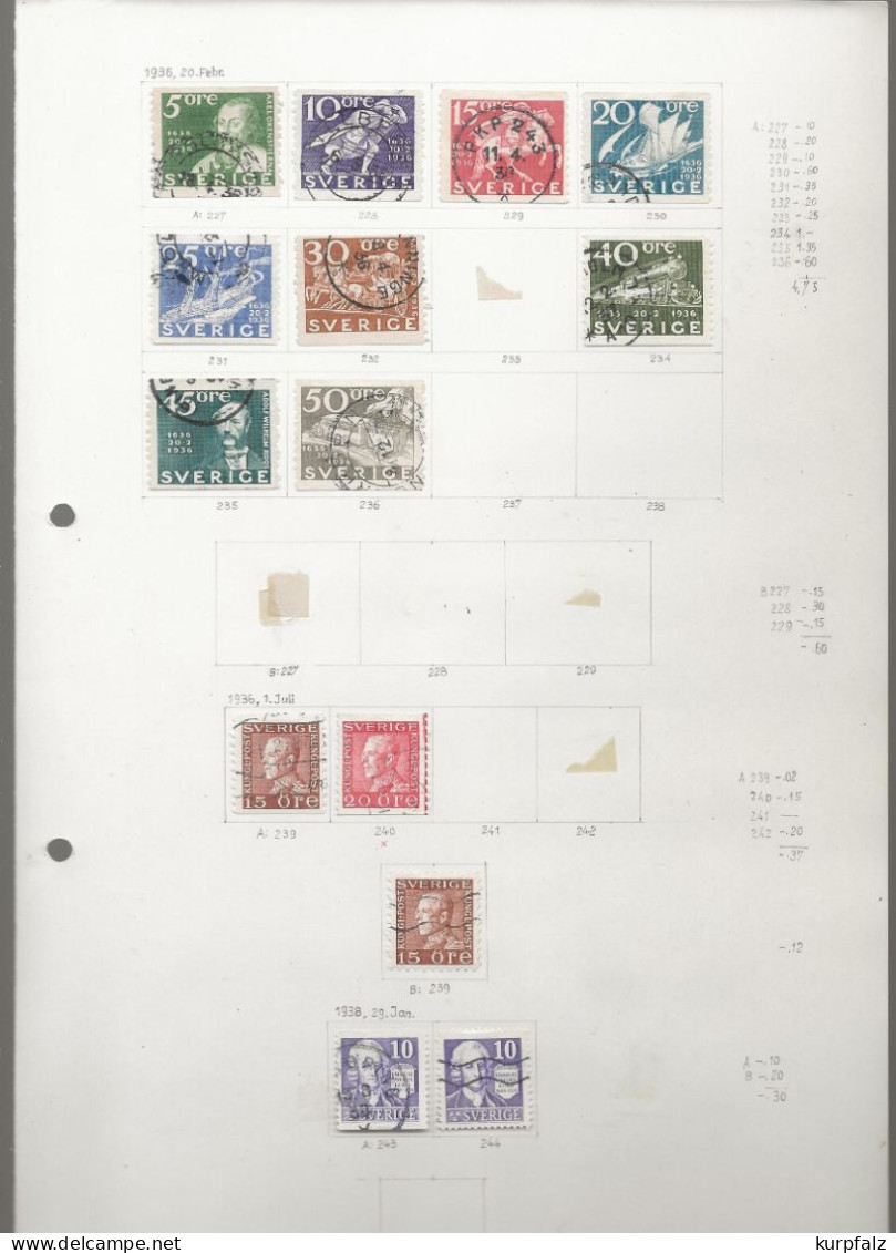 Schweden + Dänemark - Briefmarken-Konvolut Auf Alten Blättern + Steckseiten - Colecciones