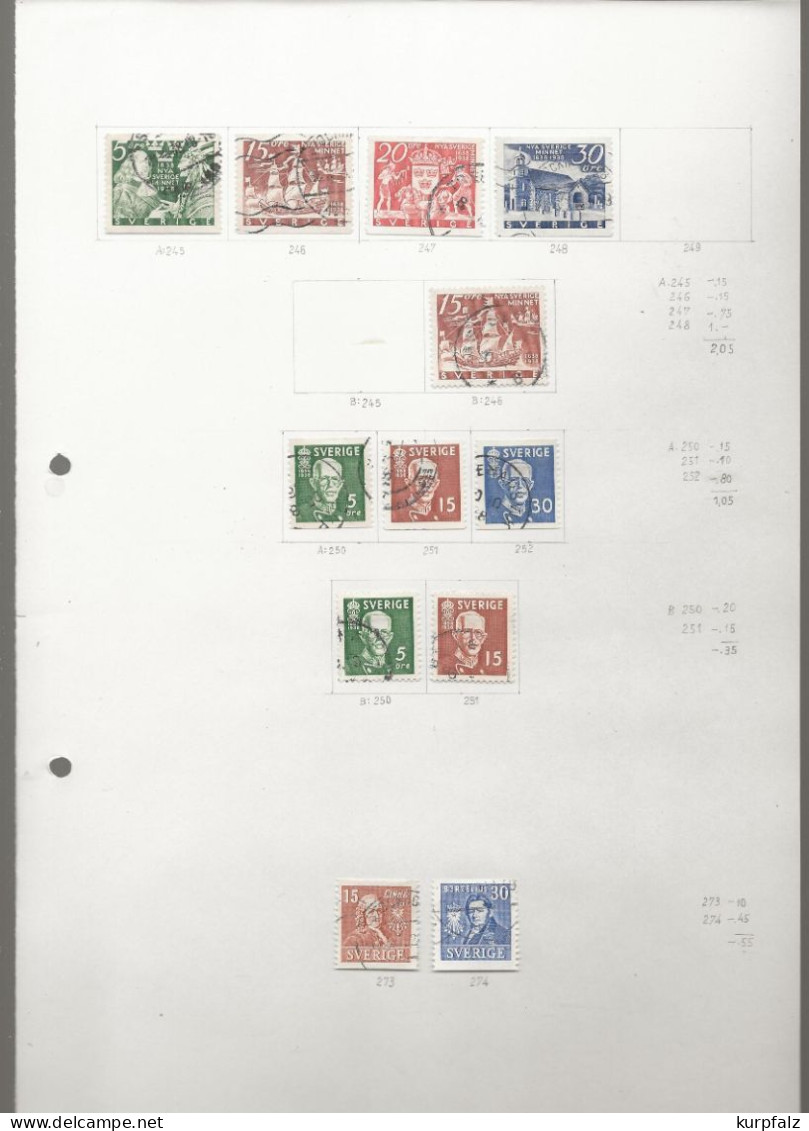 Schweden + Dänemark - Briefmarken-Konvolut Auf Alten Blättern + Steckseiten - Sammlungen
