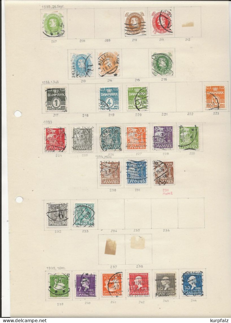 Schweden + Dänemark - Briefmarken-Konvolut auf alten Blättern + Steckseiten