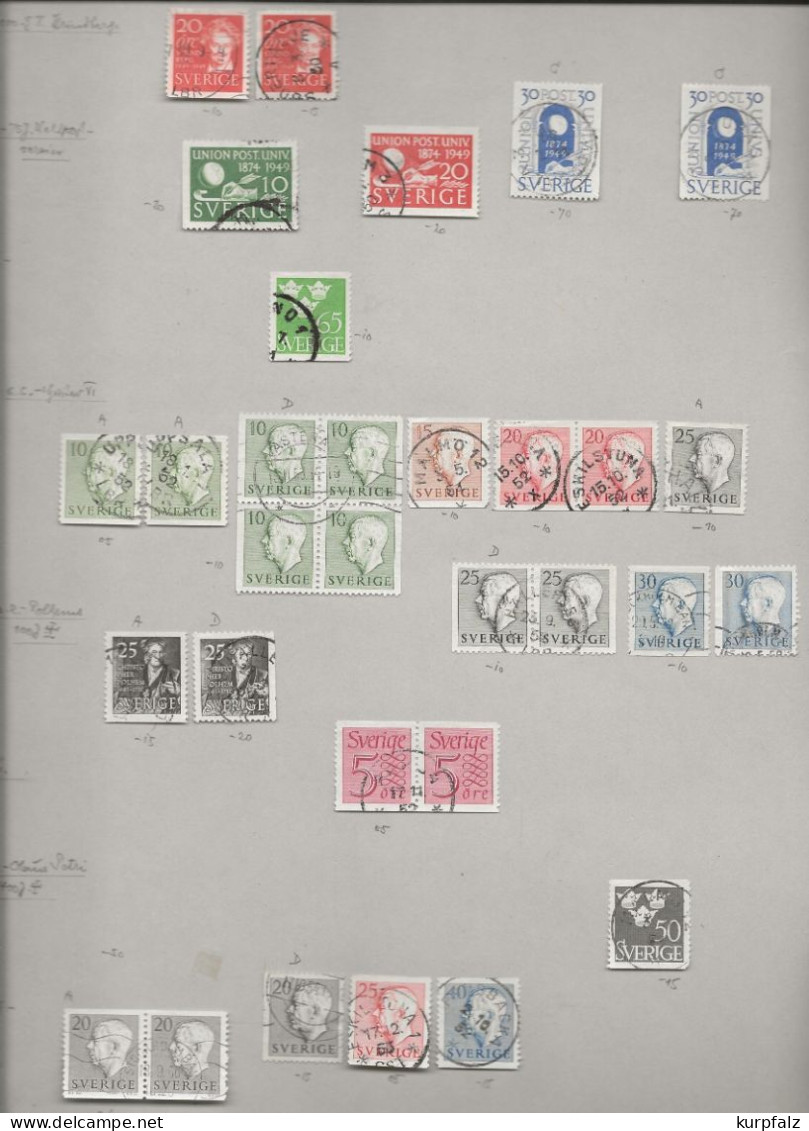 Schweden + Dänemark - Briefmarken-Konvolut auf alten Blättern + Steckseiten