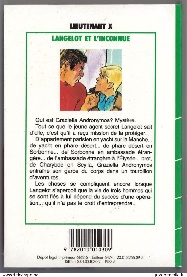 Hachette - Bibliothèque Verte - Lieutenant X - "Langelot Et L'inconnue" - 1983 - #Ben&Lange - Bibliothèque Verte