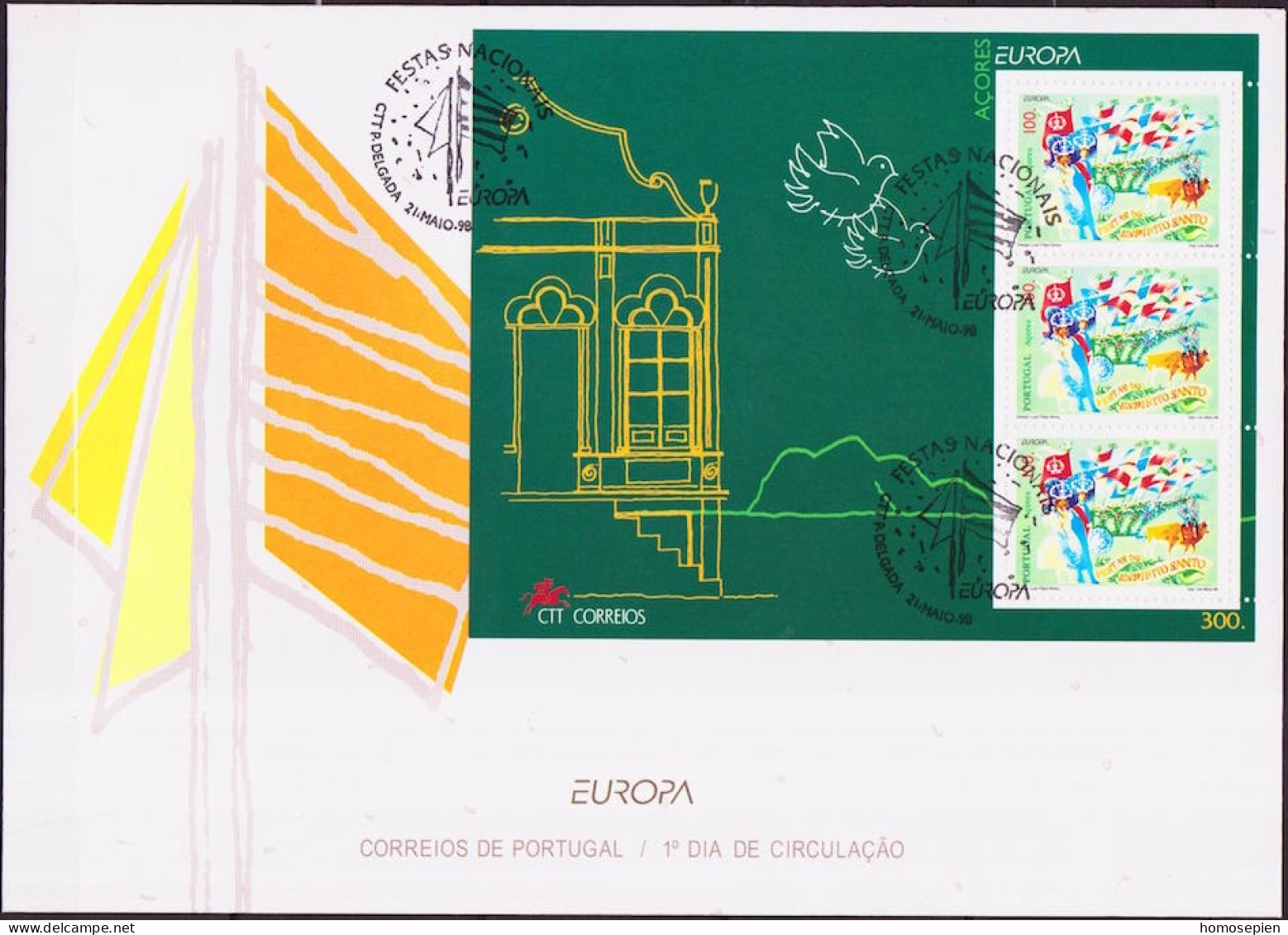 Europa CEPT 1998 Açores - Azores - Azoren - Portugal FDC Y&T N°BF18 - Michel N°B18 - 100e EUROPA - 1998