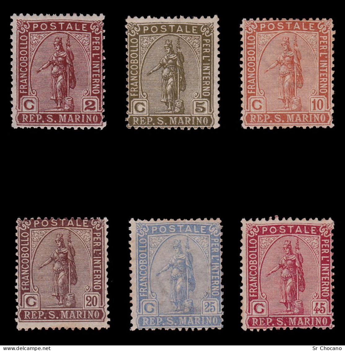 SAN MARINO.1899-1922.Statue Liberty.6 Stamps.MNG - Gebruikt