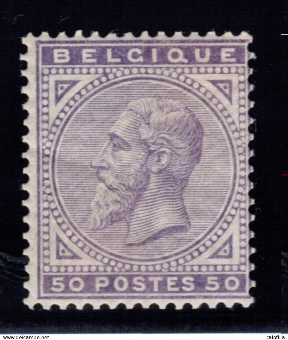 Belgique 1883, COB 41, Neuf **, Pleine Gomme Originale, Leopold II-50c Violet Pâle, Val COB 1380 EUR (COB 2023), Superbe - 1883 Leopold II