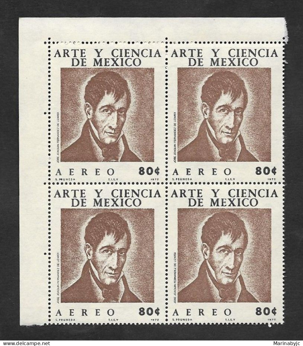 SD)1972 MEXICO  ART AND SCIENCE OF MEXICO, JOSE JOAQUÍN FERNANDEZ 80C SCT C398, B/4 MNH - Mexico