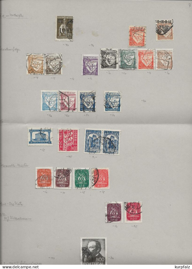 Portugal - Briefmarken-Konvolut Auf Alten Blättern, Dabei Auch Europa-Marken - Verzamelingen