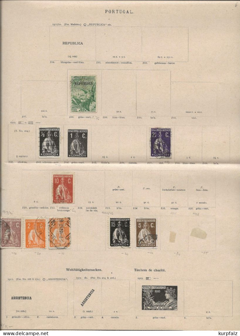 Portugal - Briefmarken-Konvolut Auf Alten Blättern, Dabei Auch Europa-Marken - Lotes & Colecciones