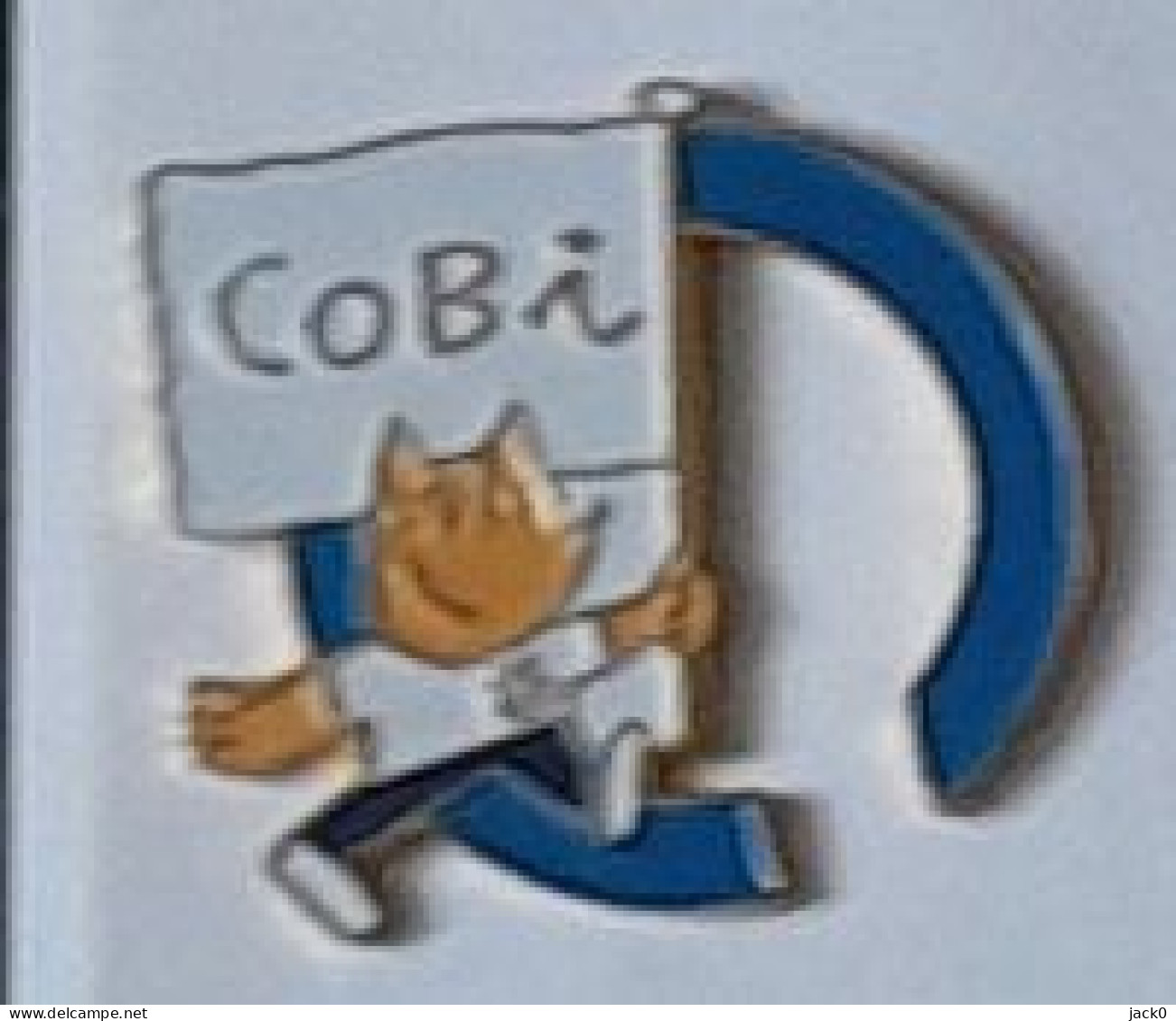 Pin's  Contour  Bleu  Sport, COBI  MASCOTTE JEUX  OLYMPIQUES  BARCELONE 1992, COBI   Verso  1988  COOB  92 - Olympic Games