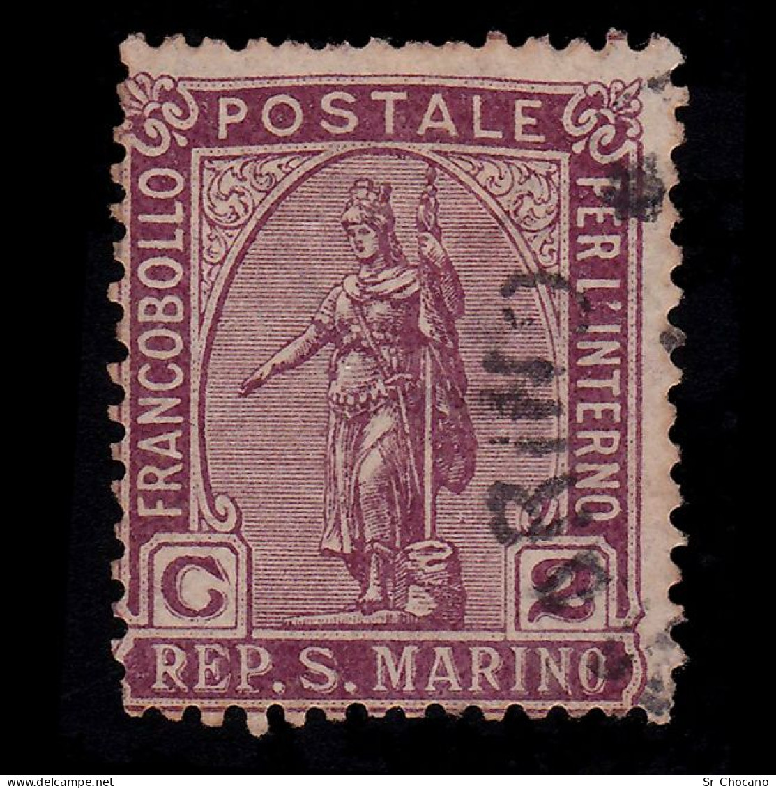 SAN MARINO STAMP.1922.2c Claret .SCOTT 33.USED - Oblitérés