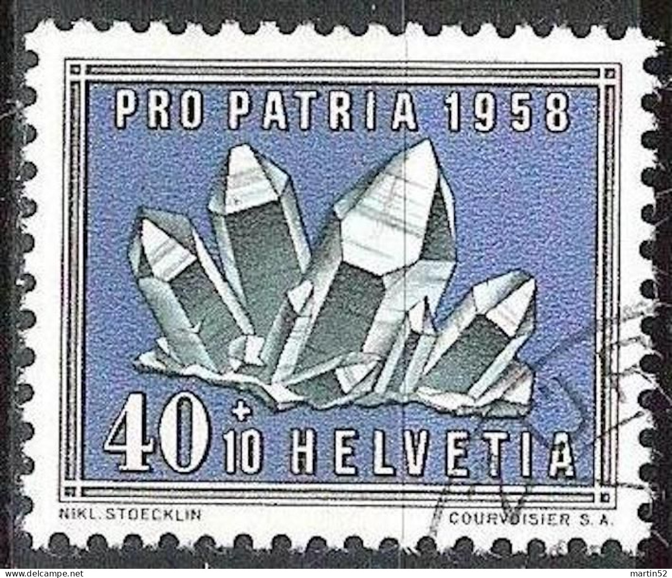 Schweiz Suisse Pro Patria 1958: "Kristall / Quartz" Zu WII 90 Mi 661 Yv 610 Mit Eck-Stempel ZÜRICH (Zu CHF 6.50) - Minéraux