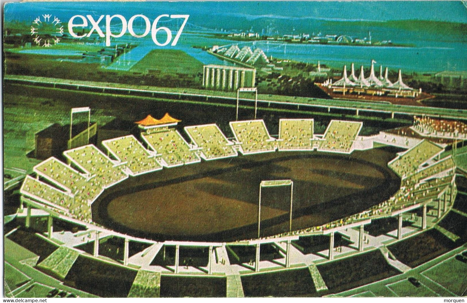 54382. Postal Aerea MONTREAL (Quebec) Canada 1967, EXPO 67. Automotive Stadium - Brieven En Documenten