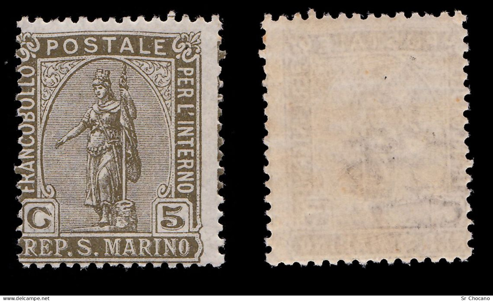 SAN MARINO STAMP.1922.5c Olive Grn .SCOTT 35.MNH - Neufs