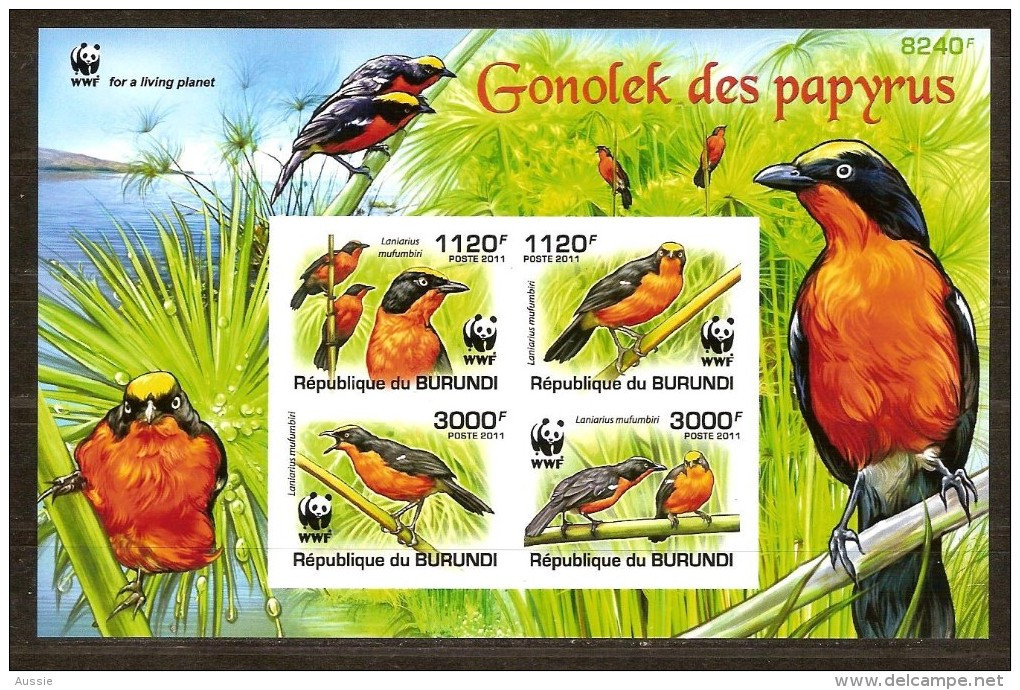 Burundi 2011 OCBn° Bloc 160 ND Ongetand *** MNH Cote 37 Euro Faune Oiseaux Vogels Birds WWF - Neufs