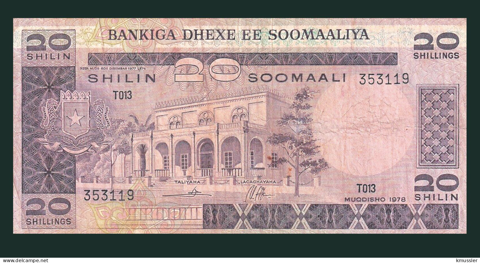 # # # Banknote Aus Somalia 20 Shillings 1978 (P-23)  # # # - Somalië