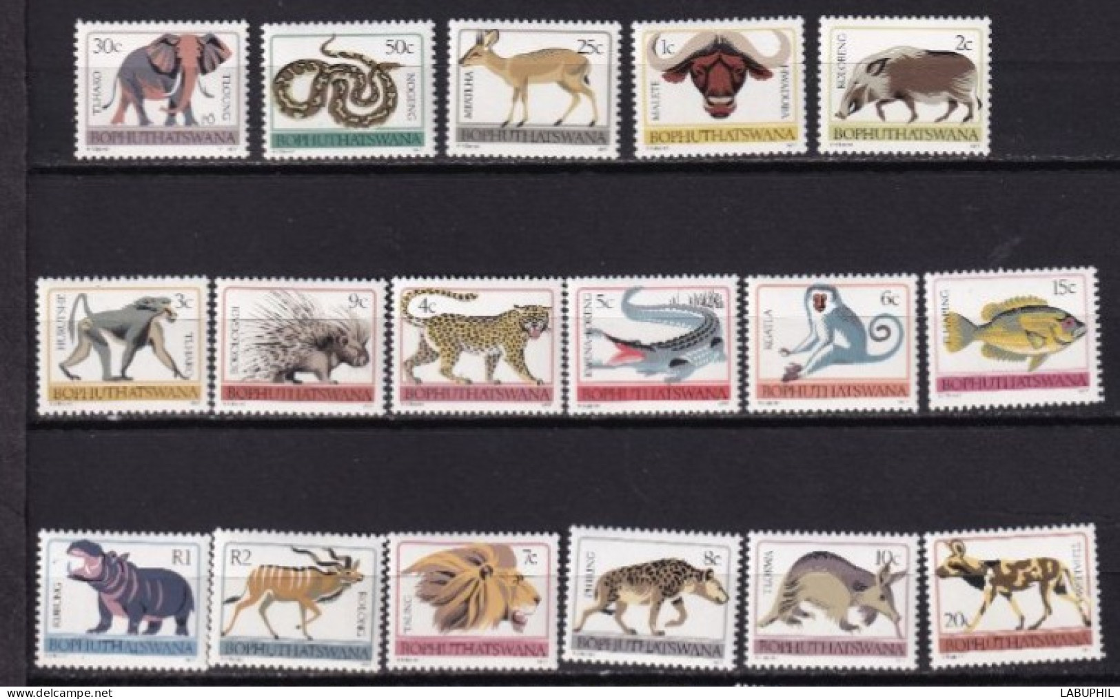 BOPHUTHATSWANA MNH ** 1977 FAUNE ANIMAUX - Bofutatsuana