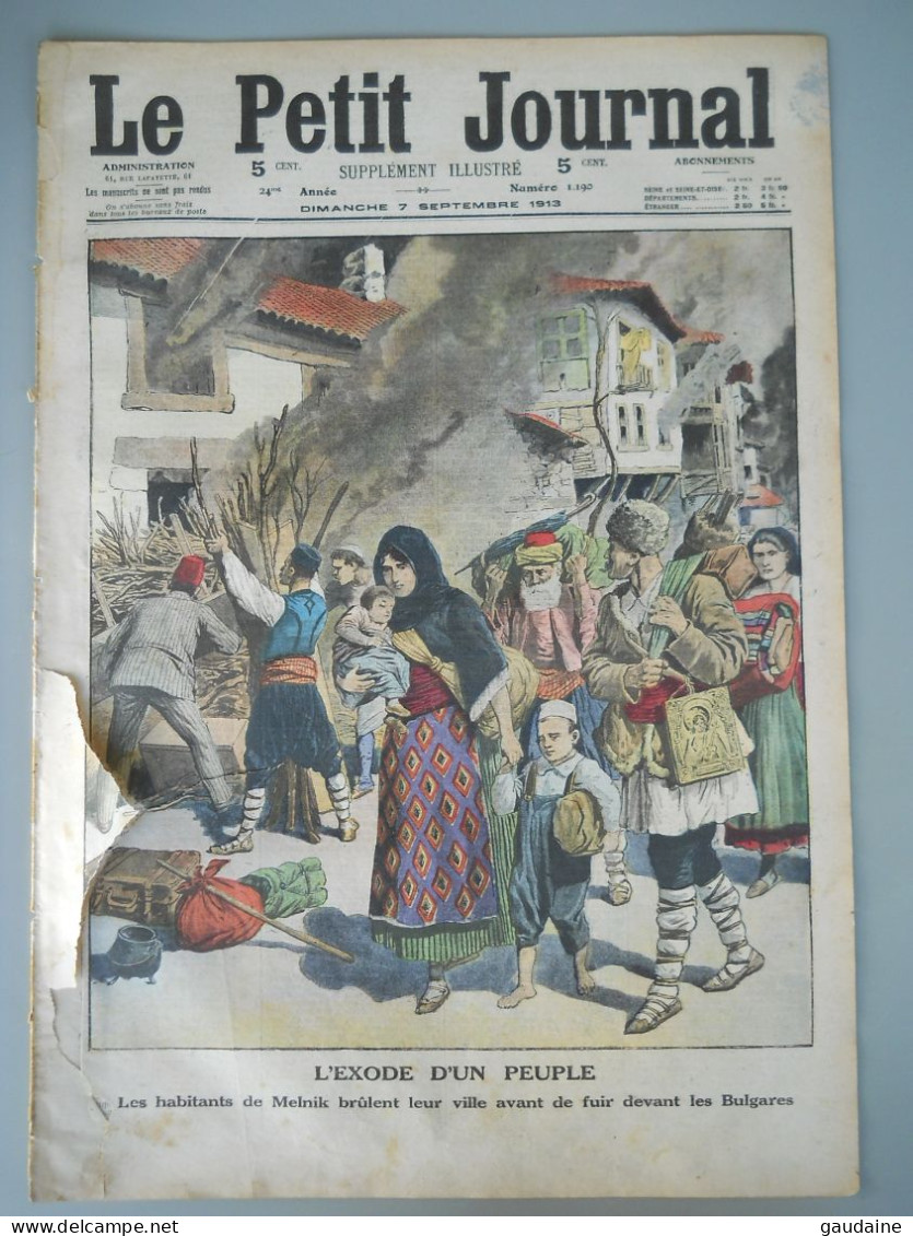 Le Petit Journal N°1190 – 7 Septembre 1913 – L’exode : Habitant De Melnik, Fuite Devant Les Bugares – Singe Tramway - Le Petit Journal