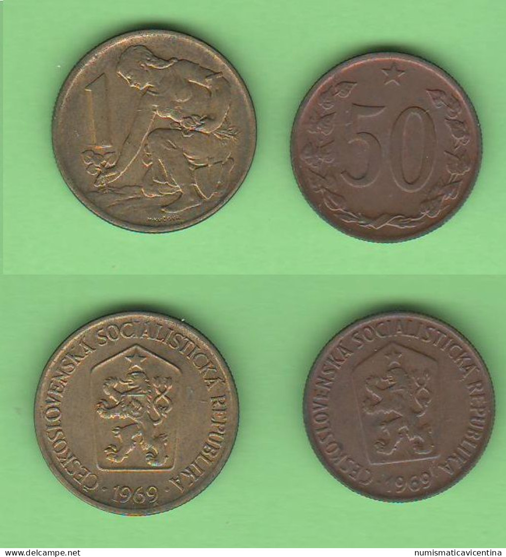 Cecoslovacchia 50 Heller + 1 Korun 1969 Tchécoslovaquie Czechoslovakia - Cecoslovacchia