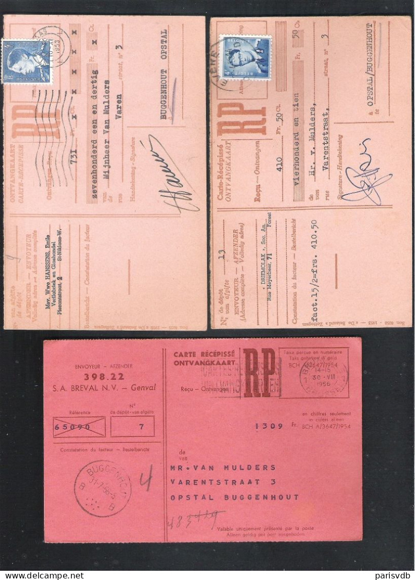 3 ONTVANGKAARTEN -  3 CARTES-RECEPISSE (828) - Other & Unclassified