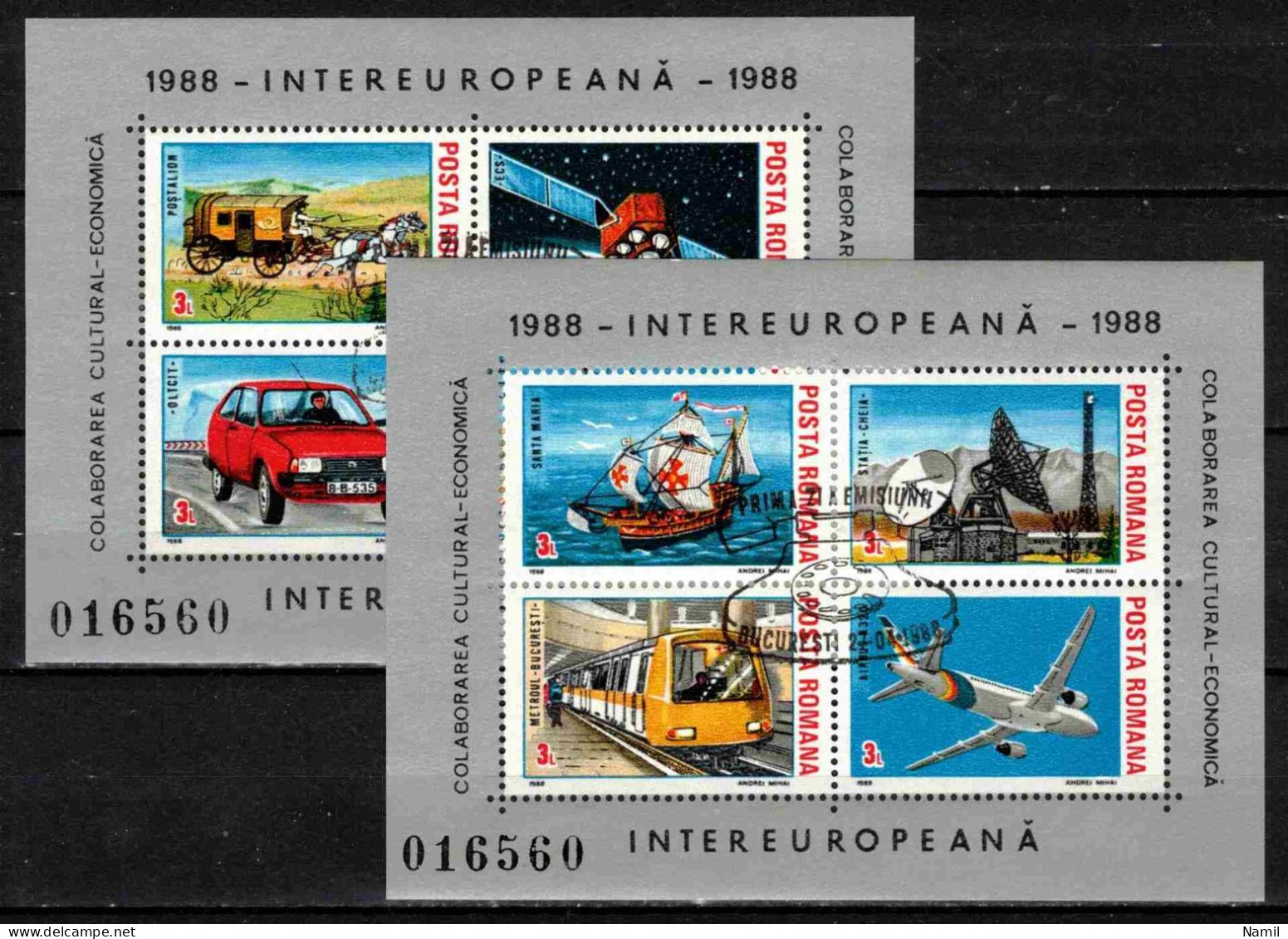 Roumanie 1988 Mi 4435-42 - Bl.239-40 (Yv BF 193 A+B), Obliteré - Used Stamps