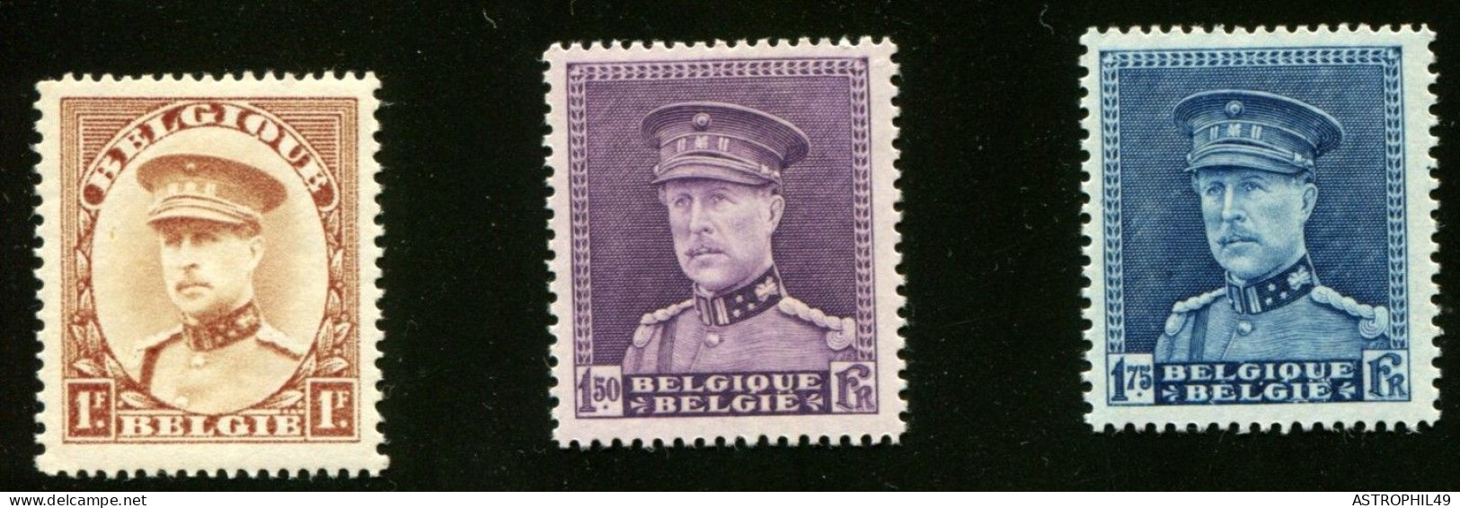 1931 BE Roi Albert I, Casquette, Cob 317 + 319 + 320 - 1931-1934 Képi