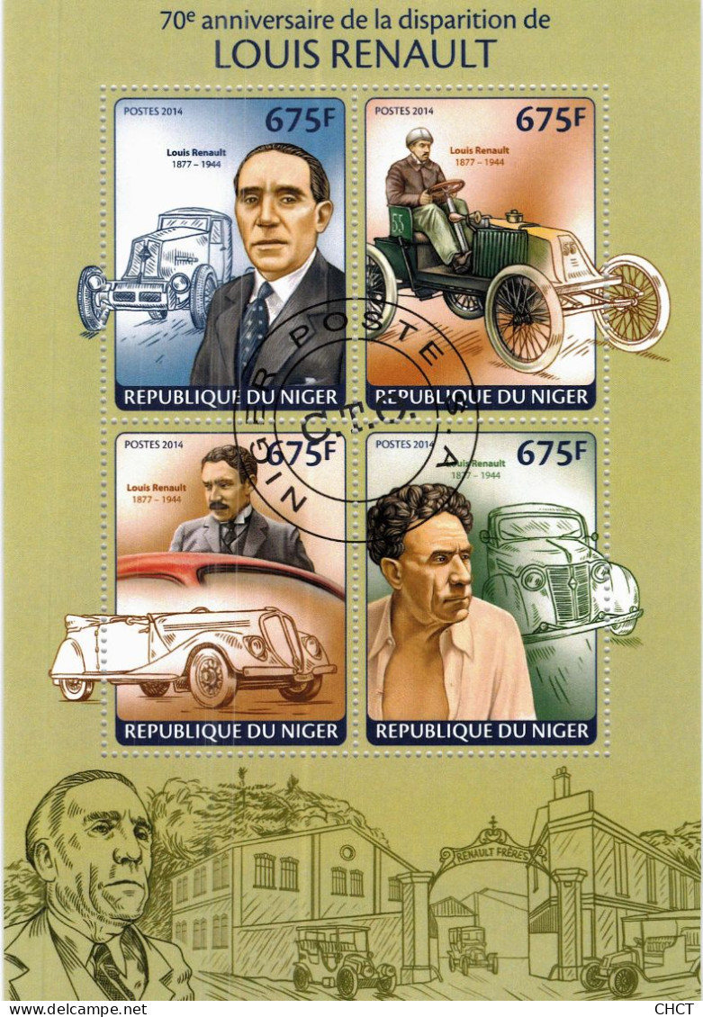 CHCT82 - Louis Renault, Cars, Transports, Stamp Mini Sheet, Used CTO, 2014, Niger - Niger (1960-...)