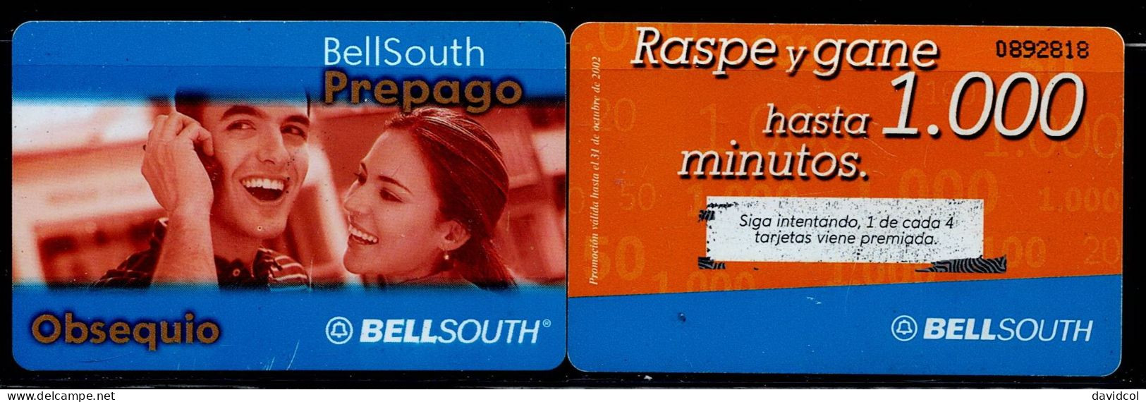 TT81-COLOMBIA PREPAID CARDS - 2002 - USED - BELLSOUTH - Colombia