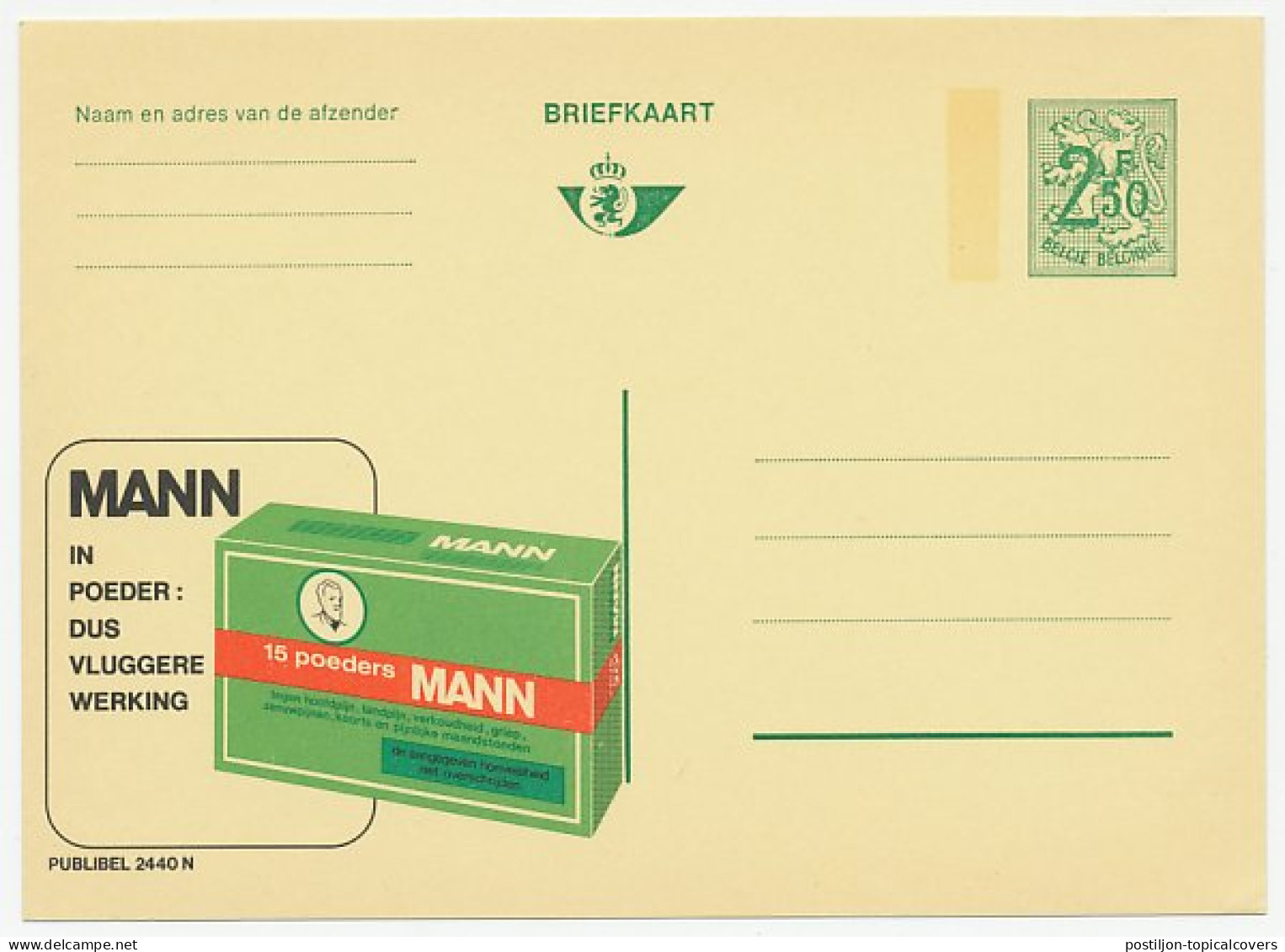 Publibel - Postal Stationery Belgium 1970 Medicine - Headache - Toothache - Flu - Fever - Pharmazie