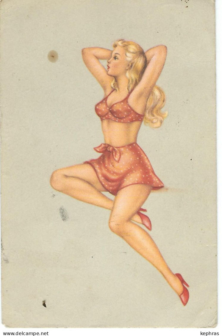 Illustration Non Signée - TOP PIN UP - Cachet De La Poste 1952 - Contemporain (à Partir De 1950)