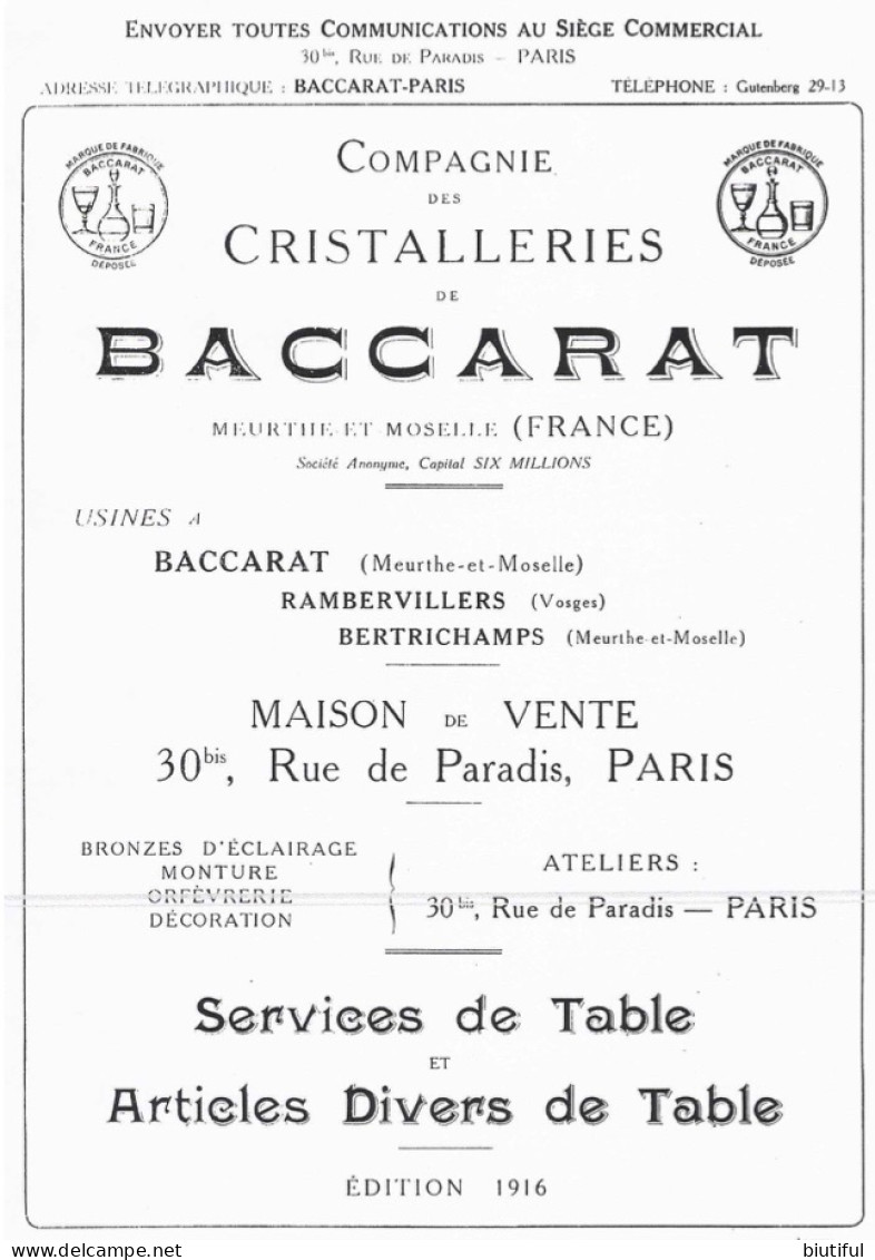 7 Antichi cataloghi cristalli Baccarat spediti on line con e-mail