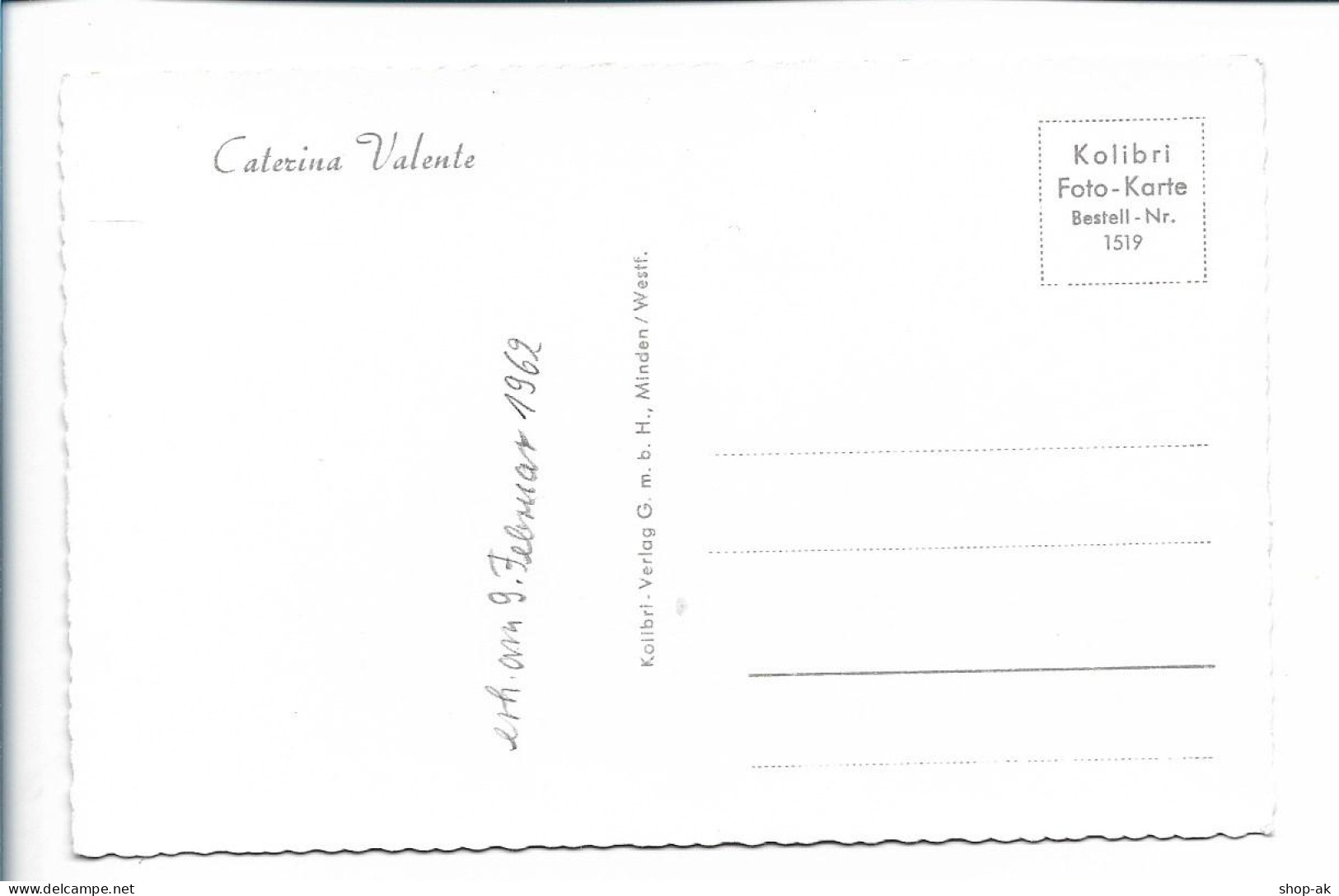XX17244/ Caterina Valente  Original Autogramm Unterschrift Kolibri AK 1962 - Autógrafos