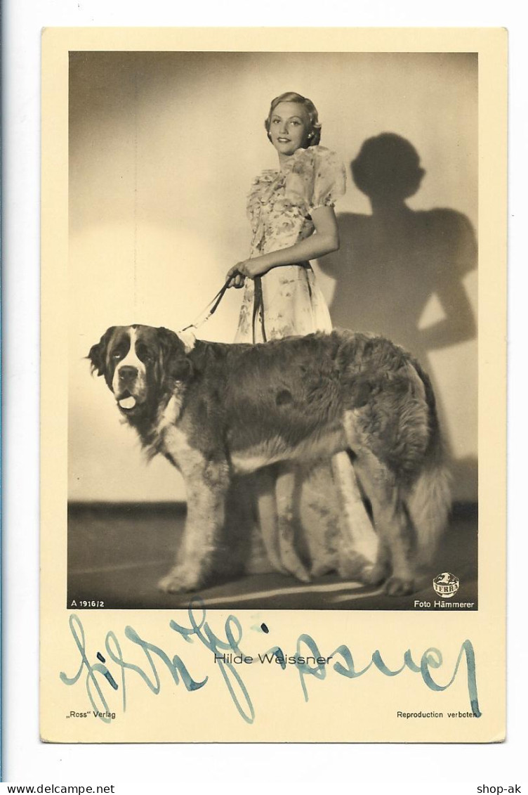 XX17348/ Hilde Weissner Mit Bernhardiner  Original Autogramm  Ross Foto AK  - Autographs