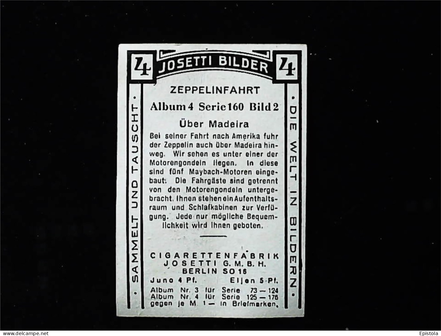 ► Ballon ZEPPELIN-MAYBACH Motoren Au Dessus De Madeira    - Chromo-Image Cigarette Josetti Bilder Berlin Album 4 1920's - Other Brands