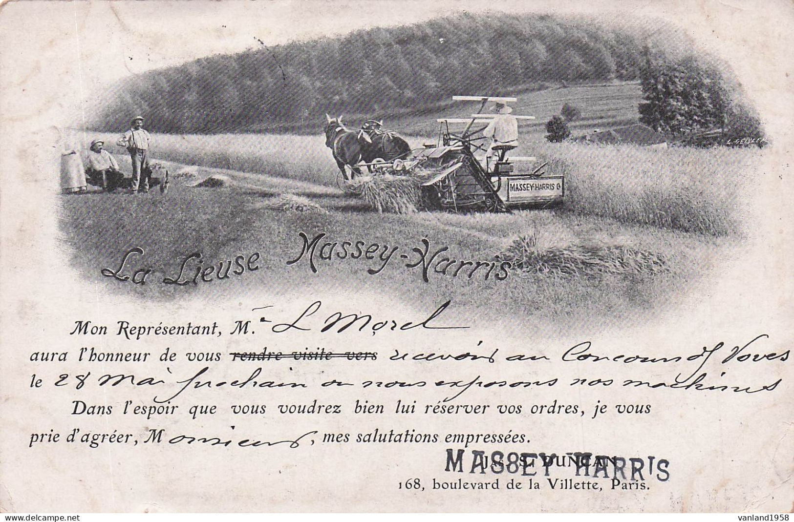 La Lieuse MASSEY-HARRIS Carte Publicitaire - Trattori