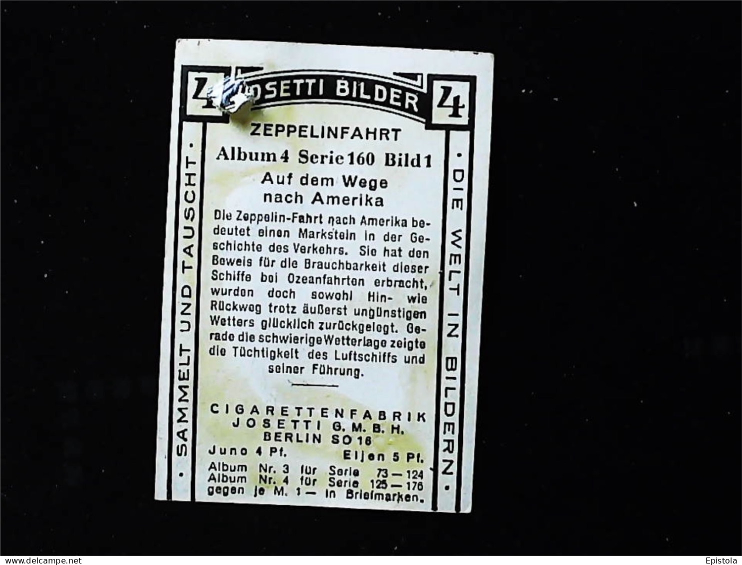 ► Ballon ZEPPELIN-WEGE Nach AMERIKA Transatlantique   - Chromo-Image Cigarette Josetti Bilder Berlin Album 4 1920's - Other Brands