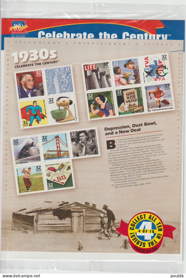 USA 1998 Celebrate The Century -1930s Souvenir Sheet MNH/**. Postal Weight Approx 99 Gramms. Please Read Sales - Blokken & Velletjes