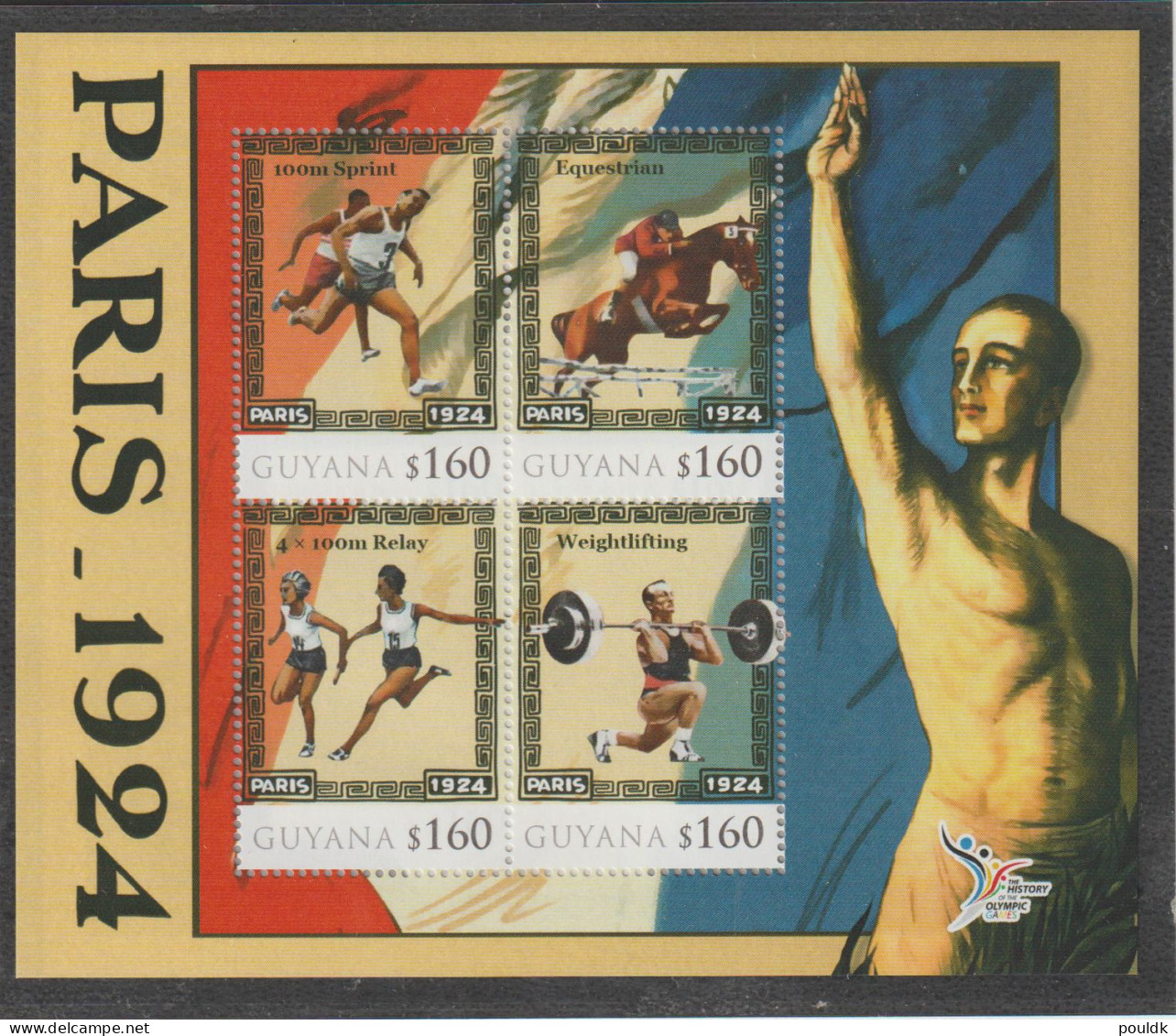 Guyana 2010 1924 Olympic Games Paris Souvenir Sheet MNH/**. Postal Weight Approx 99 Gramms. Please Read Sales - Estate 1924: Paris